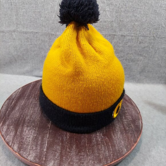 Yellow & Black GT Knit Beanie With Pom-Pom Hat 47 Brand College - Picture 3 of 10